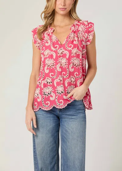 Shoshanna Elodia Blouse In Raspberry/ivory In Pink