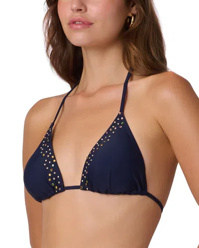 Shoshanna Embellished Triangle Bikini Top In Blue