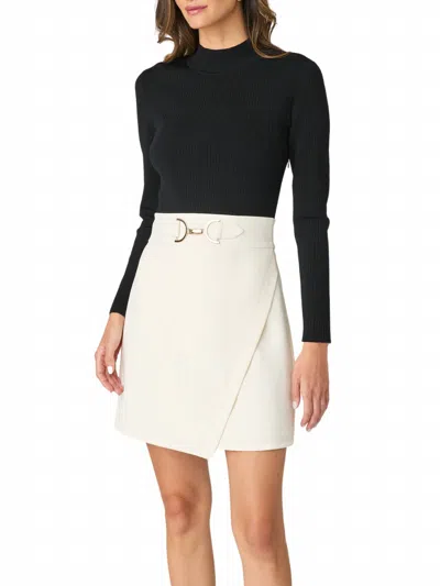 Shoshanna Era Dress In Jet/ivory In Yellow