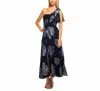 Shoshanna Erina One Shoulder Dress In Navy... In Multi