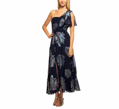 Shoshanna Erina One Shoulder Dress In Navy... In Multi