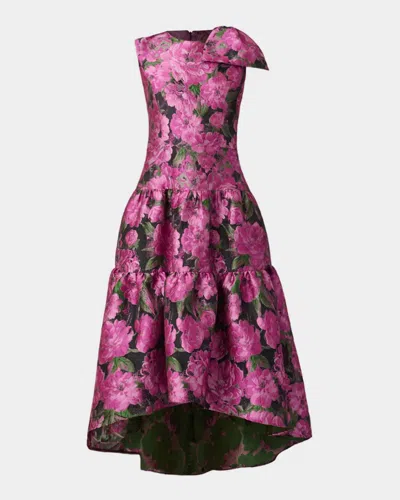 Shoshanna Essex Tiered Floral-print Midi Dress In Purple