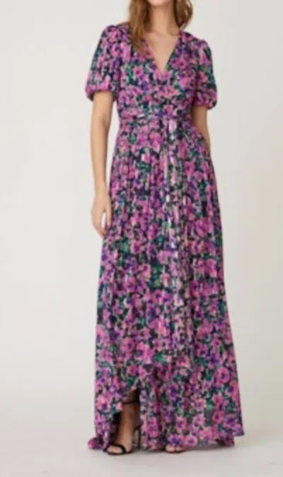 Shoshanna Women's Estelle Floral Wrap Maxi Dress In Navy Fuchsia Multi