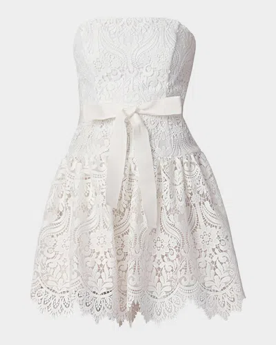 Shoshanna Ester Strapless Guipure Lace Mini Dress In White