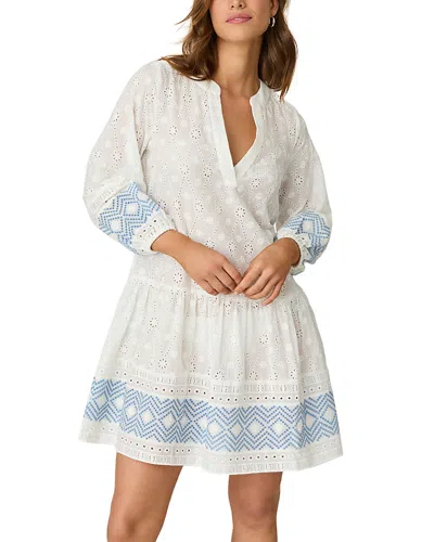 Shoshanna Eyelet Border Umbrella Swim Cover-up Dress In Ivory/blue