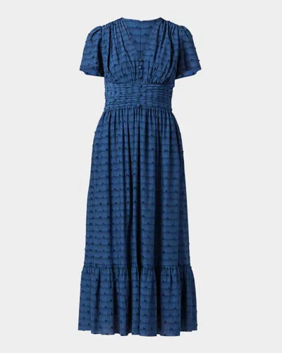 Shoshanna Ferrera Striped Flounce Empire Midi Dress In Purple