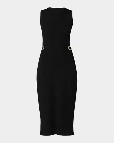 Shoshanna Fleur Cutout Rib Knit Bodycon Midi Dress In Black