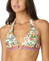 Shoshanna Floral Print Ring Halter Top In Raspberry Multi