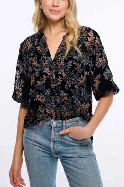 Shoshanna Fred Top In Jet/blush In Multi