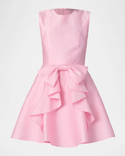Shoshanna Gabby Bow-embellished Jacquard Mini Dress In Pink