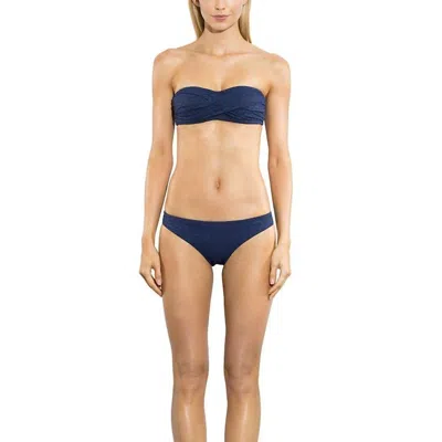 Shoshanna Geo Eyelet Classic Bikini Bottom In Navy In Blue