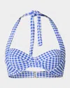 Shoshanna Gingham Draped Halter Bikini Top In Bt Blu/opt