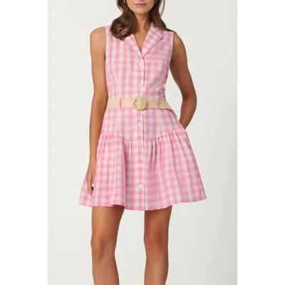 Shoshanna Gingham Natalia Dress In Pink