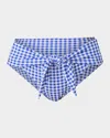 Shoshanna Gingham Tie High-waist Bikini Bottoms In Bright Blueoptic