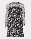 Shoshanna Gracie Two-tone Floral Lace Mini Dress In Jetblush