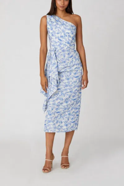 Shoshanna Gramercy Midi Dress In Ivory/light Blue In Multi