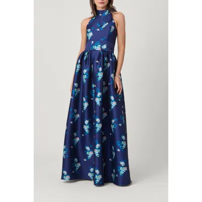 Shoshanna Grand St Floral Mikado May Dress In Blue