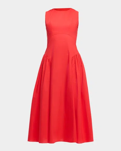 Shoshanna Grayson Drop-waist Sleeveless A-line Dress In Apple