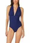 Shoshanna Halter One Piece Swimsuit In Navy In Blue