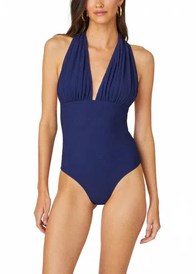 Shoshanna Halter One Piece Swimsuit In Navy In Blue