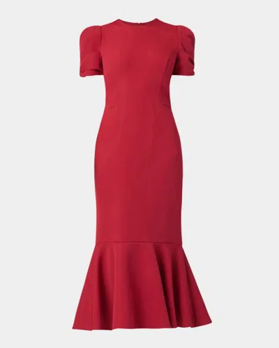 Shoshanna Hartley Crepe Flounce Midi Dress In Red