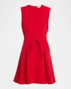 Shoshanna Hattie Sleeveless Bow-front Crepe Mini Dress In Red
