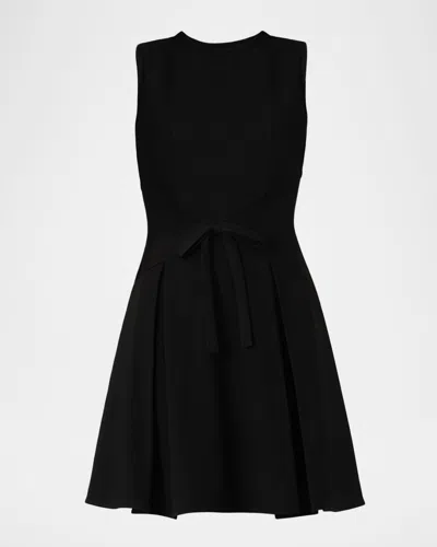 Shoshanna Heather Pleated Sleeveless Mini Dress In Black