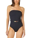 SHOSHANNA HIVE TEXTURED BELTED ONE-PIECE SWIMSUIT