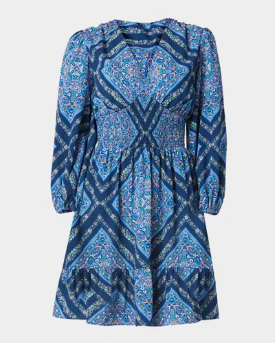 Shoshanna Imogen Smocked Floral-print Empire Mini Dress In Multi