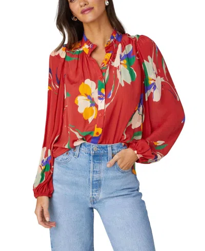 Shoshanna Ingrid Top In Poppy/cobalt/green Multi In Red