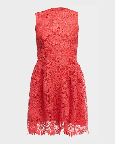 Shoshanna Ivy Mini Lace Fit-and-flare Dress In Punch