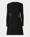 Shoshanna Janice A-line Rib Knit Mini Dress In Black