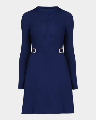 Shoshanna Janice Buckle-detail Mini Dress In Blue