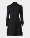 Shoshanna Joie Mock-neck Mixed Knit Mini Dress In Jet