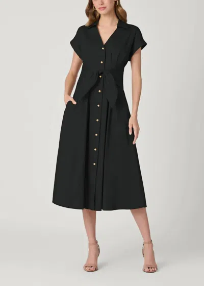 Shoshanna Josephine Midi Shirt Dress In Jet In Black