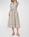 Shoshanna Kaitlyn Floral-print Midi Shirtdress In Iv/pea/blu