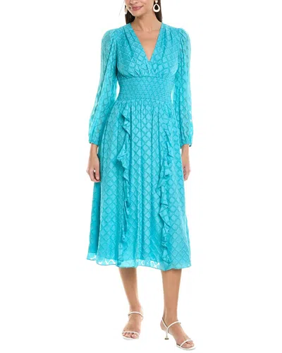 Shoshanna Katalina Diamond Burnout Midi Dress In Blue