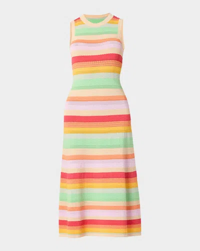 Shoshanna Keira Striped Mixed-knit Midi Dress In Multi