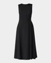 Shoshanna Keri Sleeveless Gathered Midi Dress In Jet