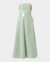 Shoshanna Kirara Strapless Striped Sequin Midi Dress In Green