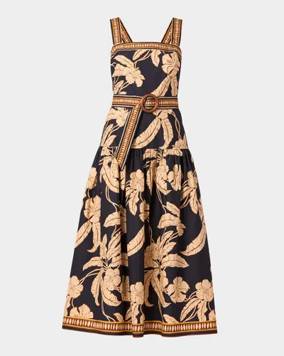 SHOSHANNA KORA SLEEVELESS FLORAL-PRINT MIDI DRESS