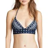 Shoshanna Lace Up Side Bottom Swimsuit In Navy In Multi