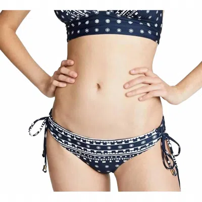 SHOSHANNA LACE UP SIDE BOTTOM SWIMSUIT IN NAVY