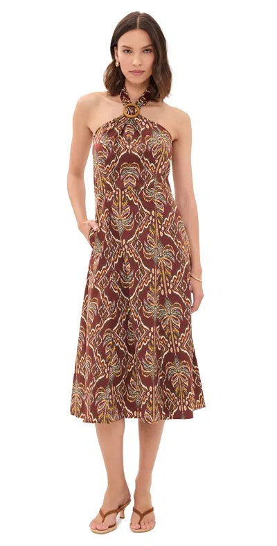 Shoshanna Lainey Midi Dress Bronze Multi In Brown