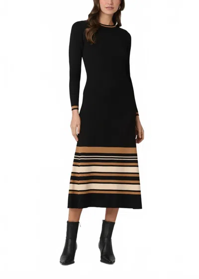 Shoshanna Landon Dress In Jet/beige Camel In Black