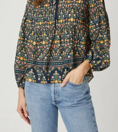 Shoshanna Lara Long Sleeve Top In Multi In Green