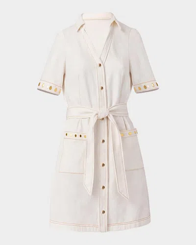 Shoshanna Laurie Denim Mini Shirtdress In Neutral