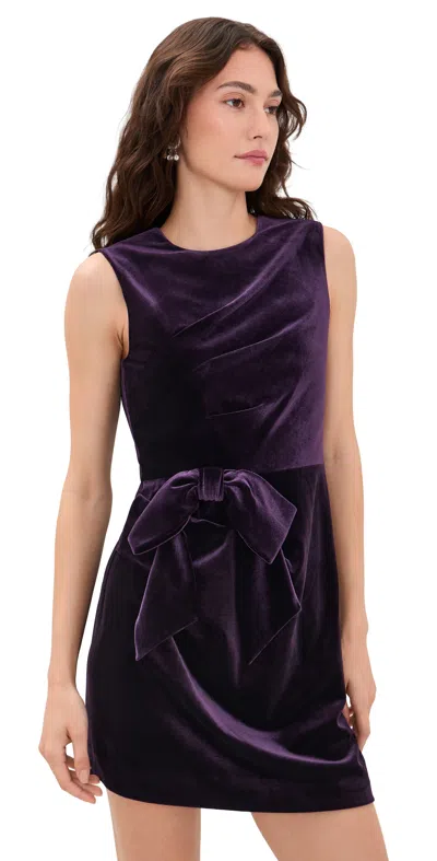 Shoshanna Lee Velvet Dress Dark Plum In Black
