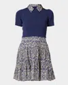 Shoshanna Lena Tiered Mixed Media Mini Dress In Blue