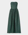 Shoshanna Lilla Strapless Metallic Jacquard Maxi Dress In Blue
